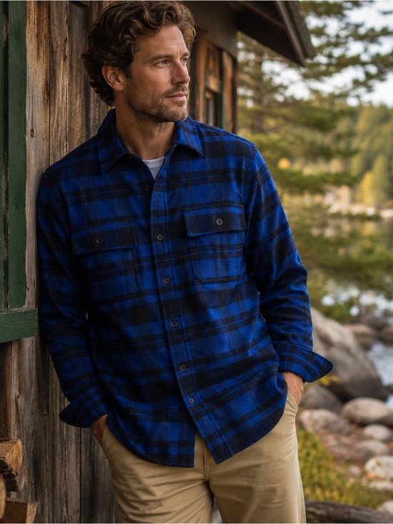 L.L. Bean Other - L.L.Bean Men’s Plaid Shirt M Blue Black 100% Cotton Flannel Traditional Fit NWT